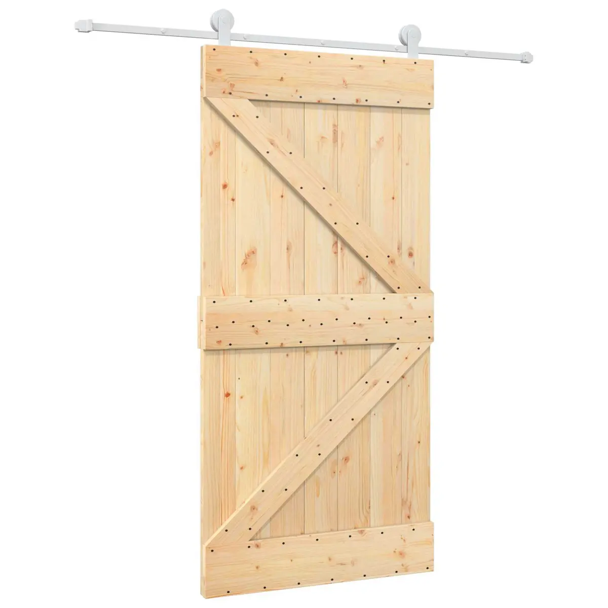Sliding Door Solid Pine Wood Natural White Modern Room Divider 100 x 210 cm