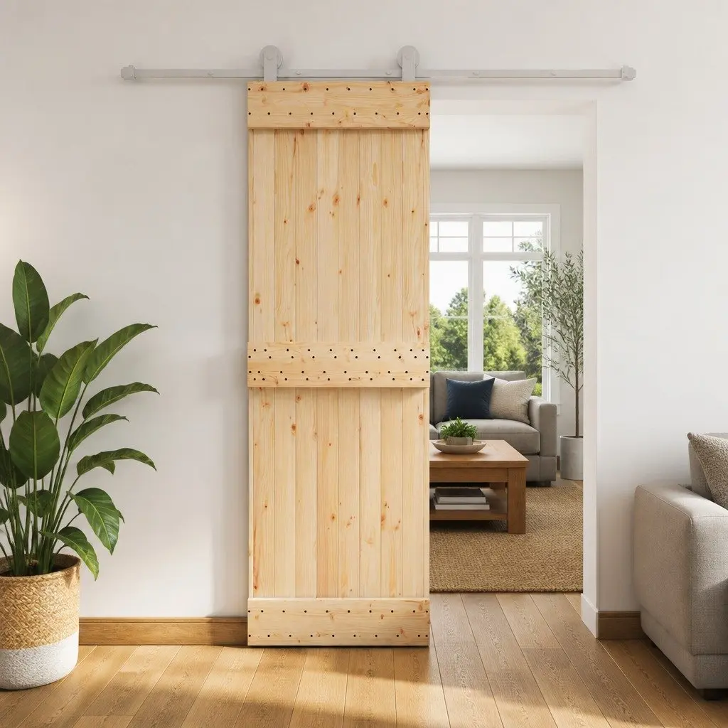 Sliding Door Natural White Solid Pine Wood 70 x 210 cm Modern Room Divider