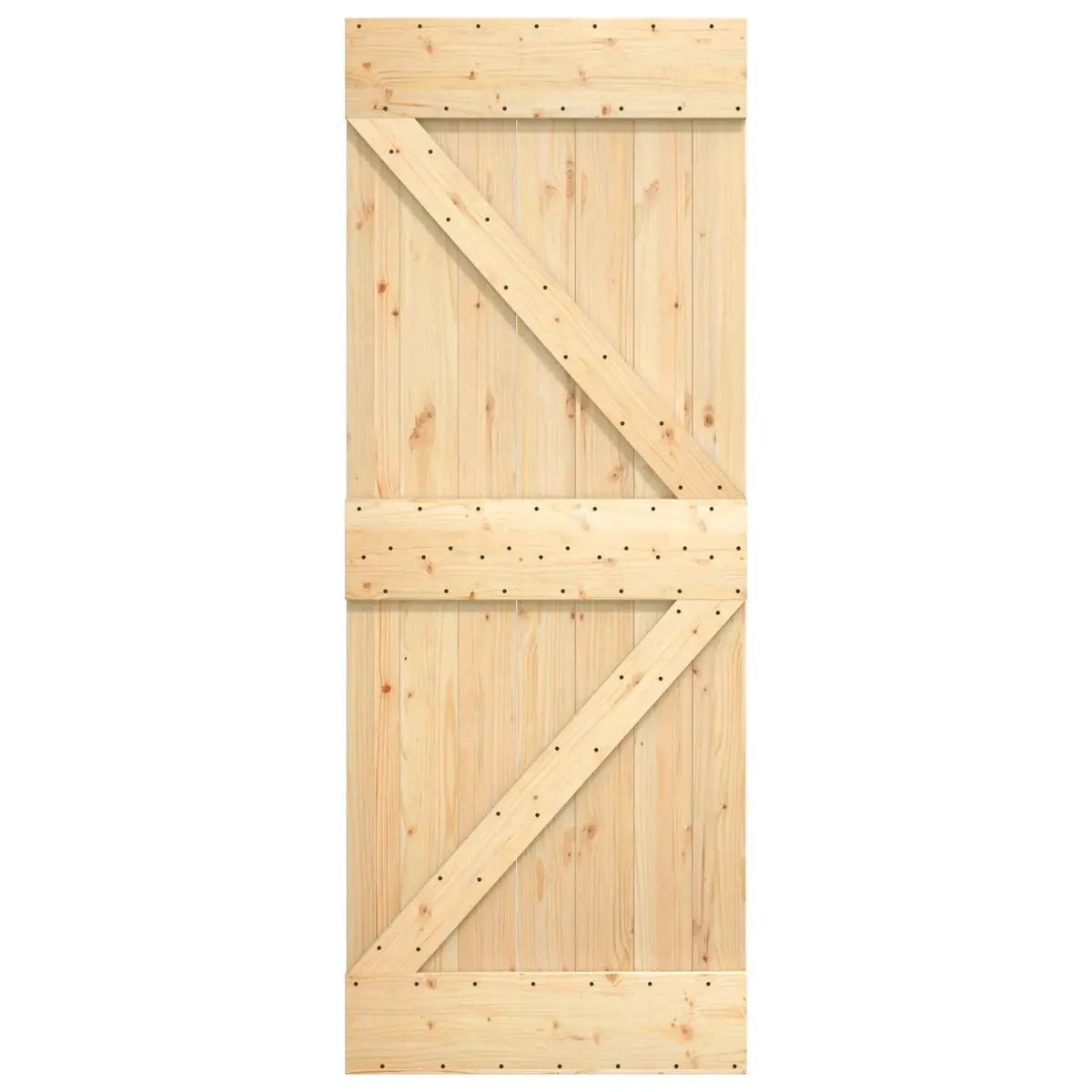 Sliding Door Solid Pine Wood Natural Black 70 x 210 cm Space-Saving