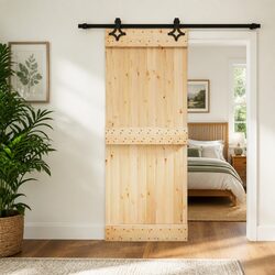 Sliding Door Natural Pine Wood 80 x 210 cm Modern Interior Room Divider