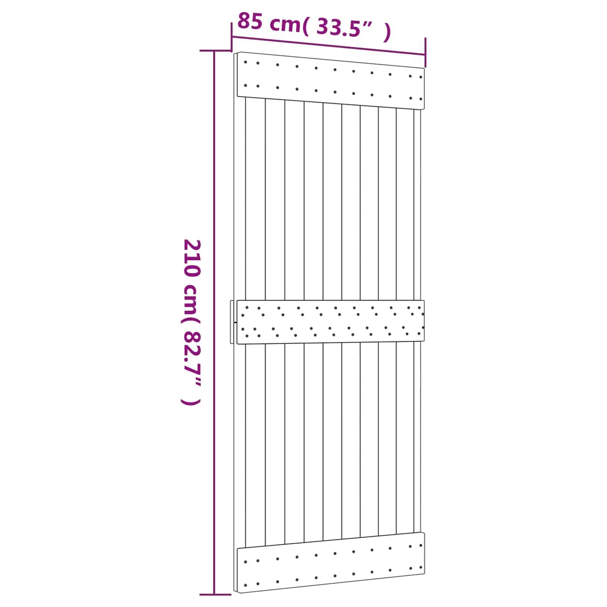 Solid Pine Wood Sliding Door Modern Space-Saving Room Divider 85 x 210 cm
