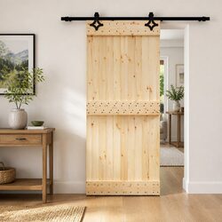 Sliding Door 90 x 210 cm Space-Saving Interior Room Divider Natural Wood