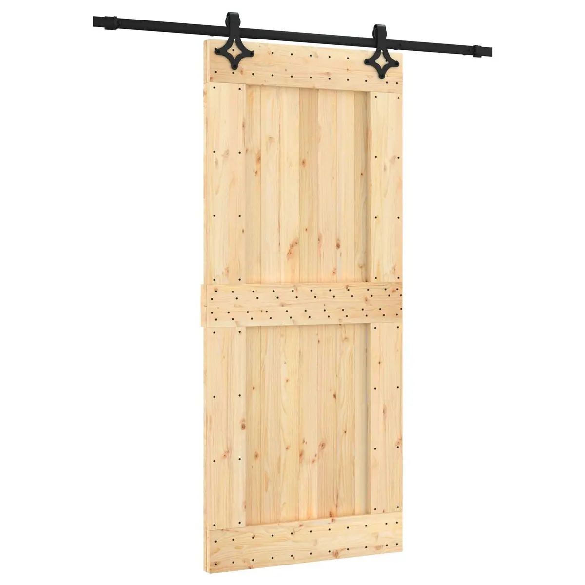 Sliding Door Solid Pine Wood Natural Brown 90 x 210 cm