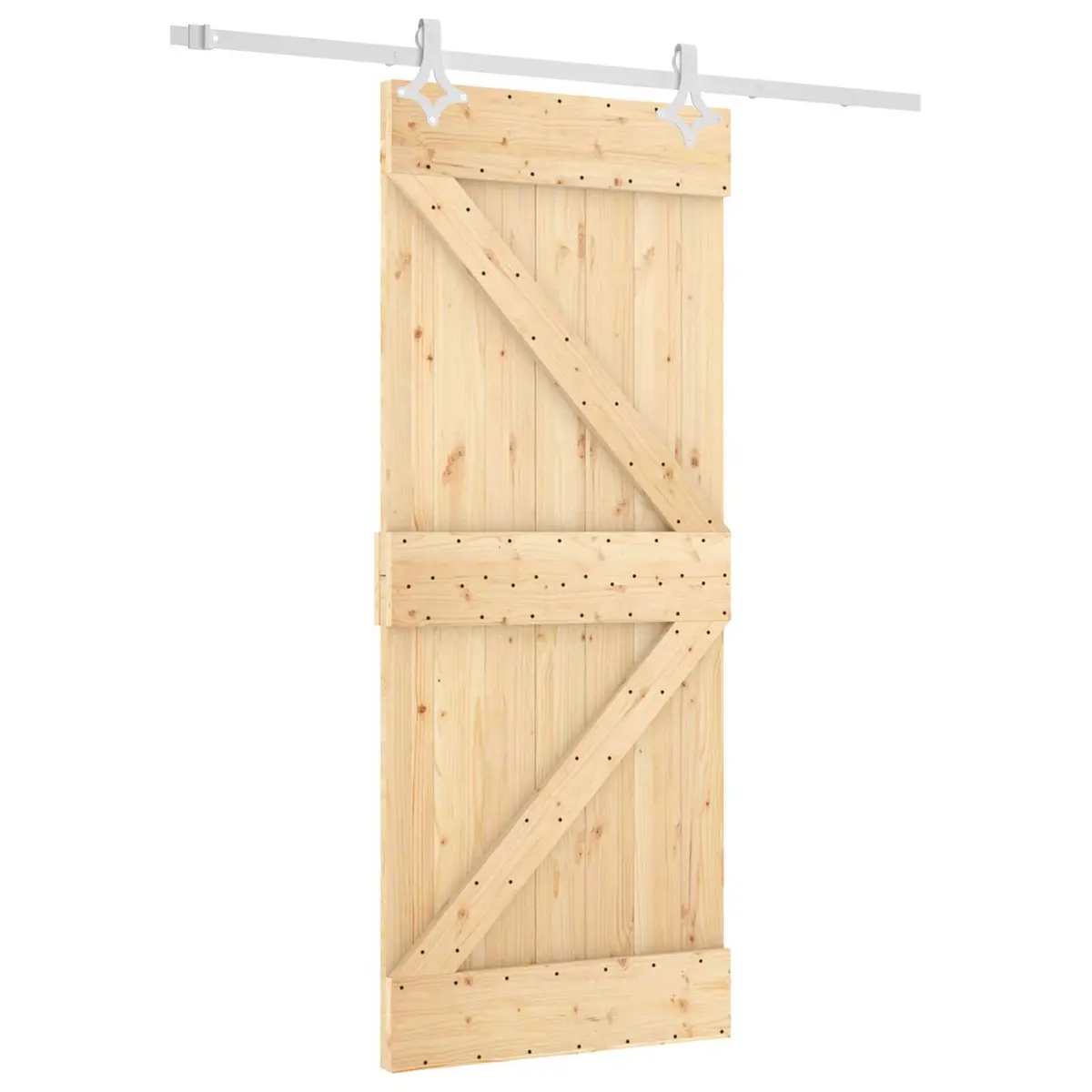 Sliding Door Solid Pine Wood Natural White 85 x 210 cm