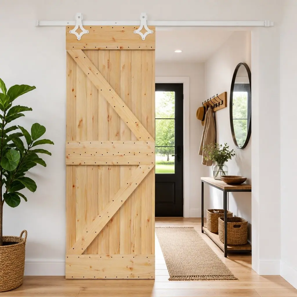 Sliding Door in Solid Pine Wood 80 x 210 cm