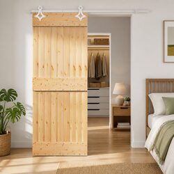 Sliding Door Solid Pine Wood Natural White 70 x 210 cm Space-Saving Interior