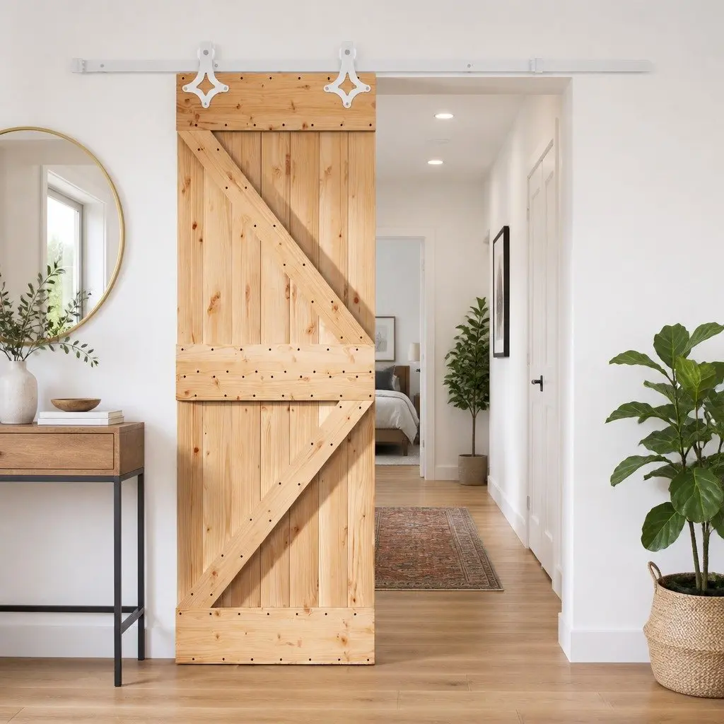 Sliding Door Solid Pine Wood Natural White 70x210cm Modern Interior Room Divider