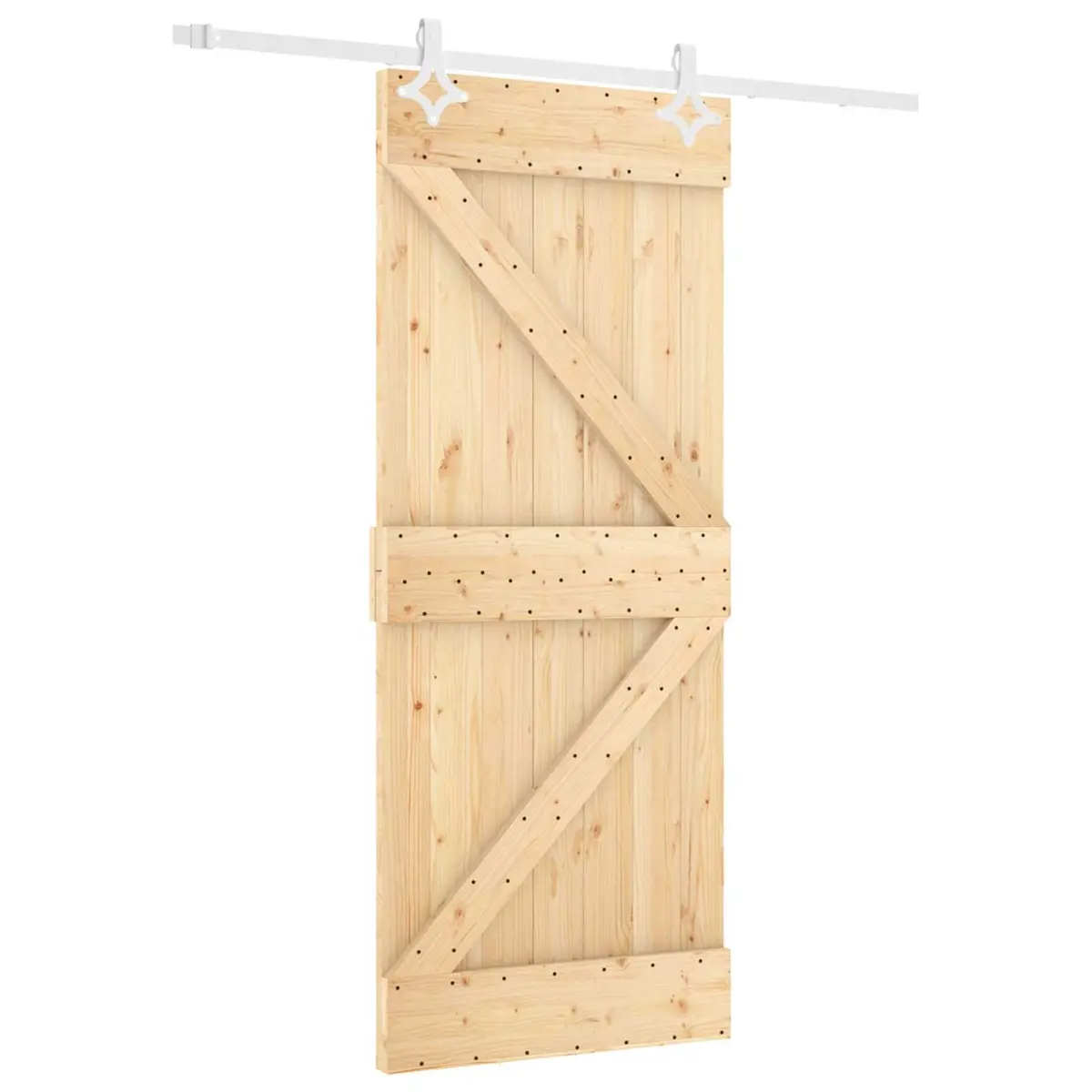 Sliding Door Solid Pine Wood Natural White 80 x 210 cm Modern Interior Room
