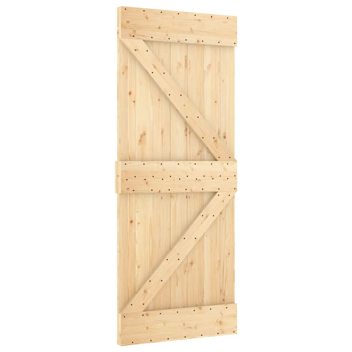 Sliding Door Solid Pine Wood Natural White 80 x 210 cm Modern Interior Room