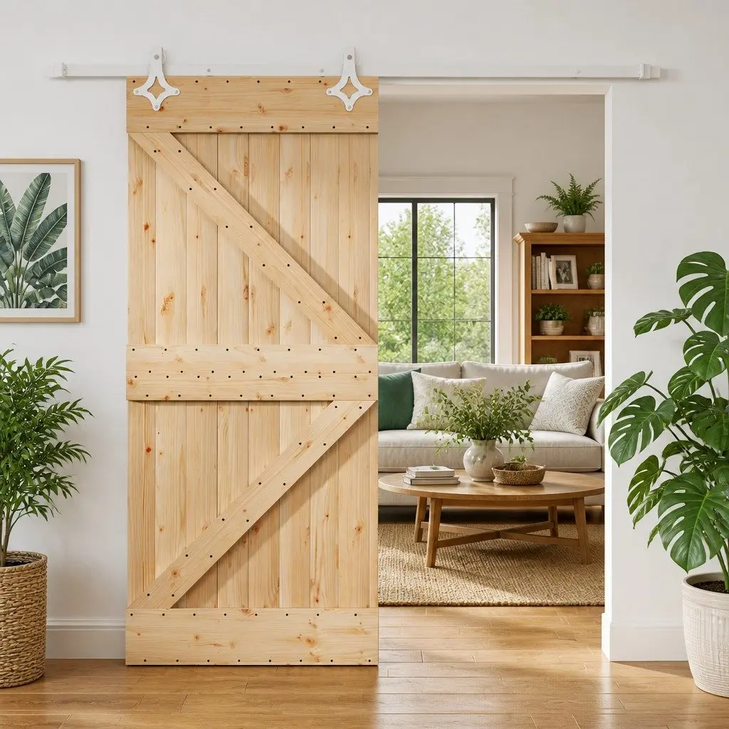 Solid Pine Wood Sliding Door 90 x 210 cm Natural White