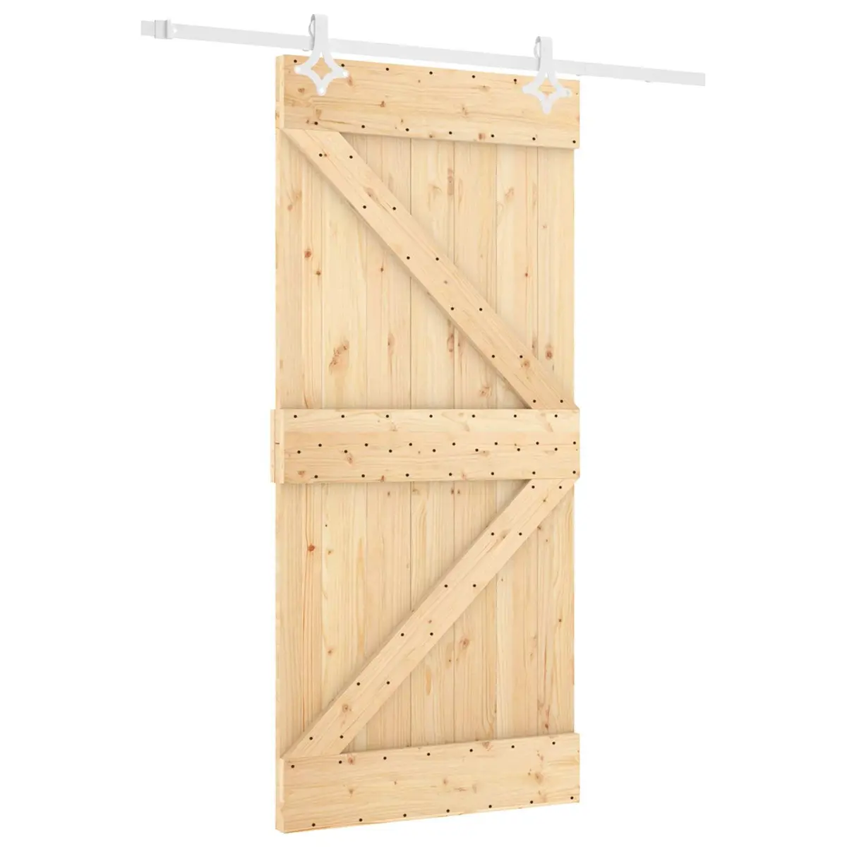 Solid Pine Wood Sliding Door 90 x 210 cm Natural White