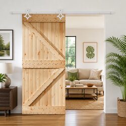 Your Friendly Sliding Door in Natural White Pine Wood 100 x 210 cm