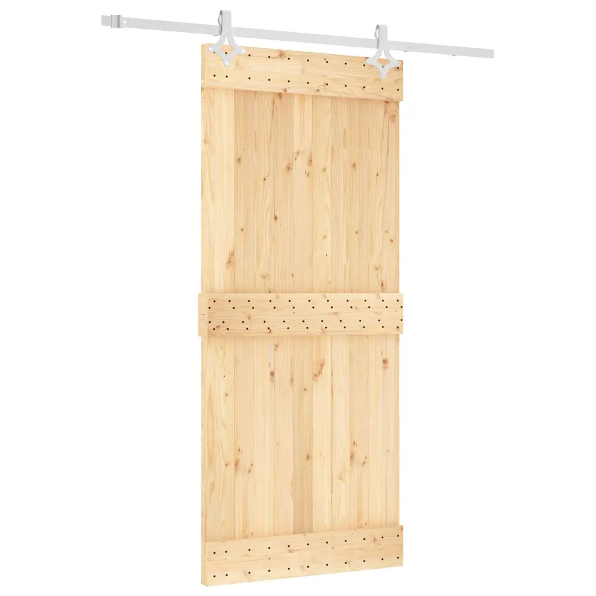 Room Divider Sliding Door Natural White Solid Pine Wood 90x210cm