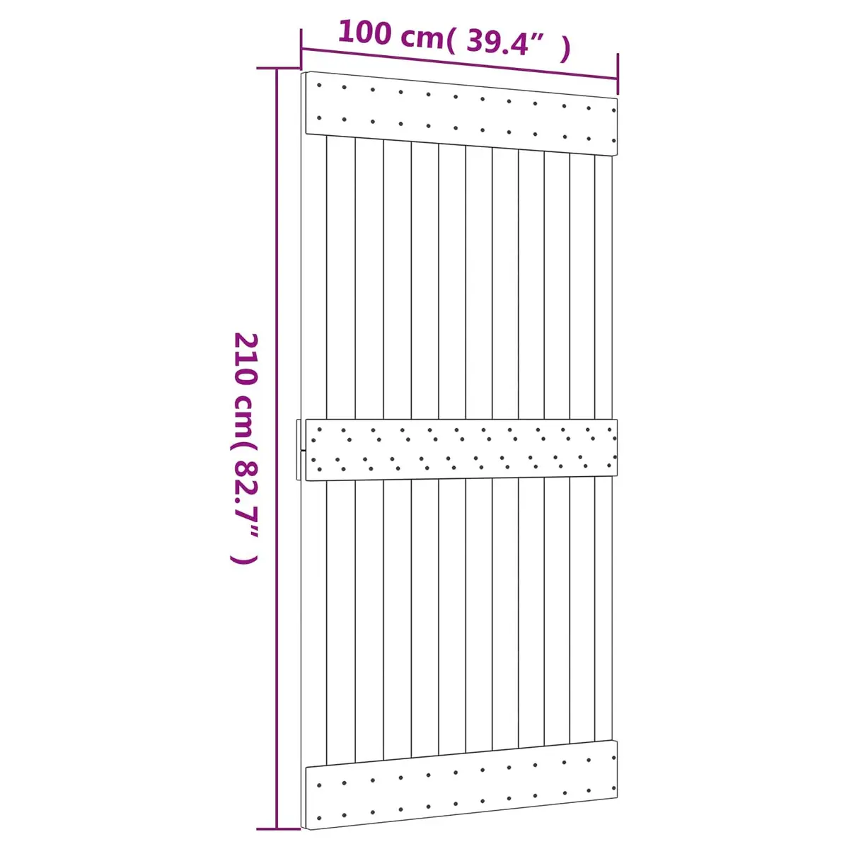 Sliding Door Natural White Solid Pine Wood 100 x 210 cm Space-Saving Room