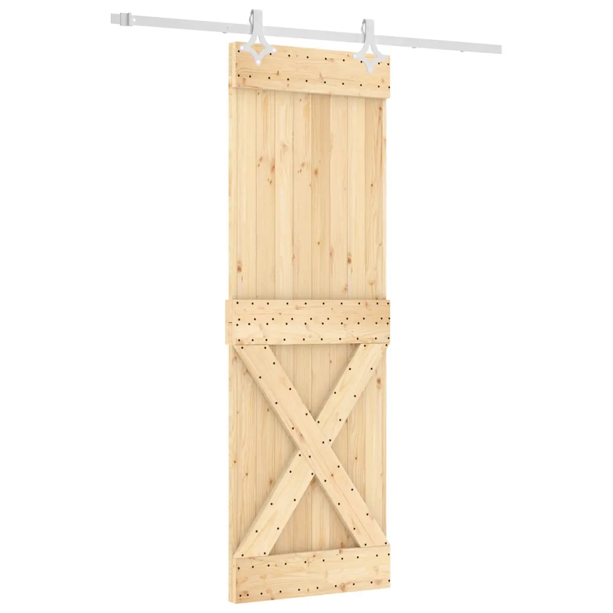 Sliding Door Solid Pine Wood Natural White 70 x 210 cm Modern Interior Room