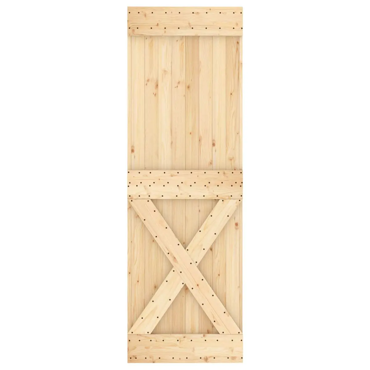 Sliding Door Solid Pine Wood Natural White 70 x 210 cm Modern Interior Room