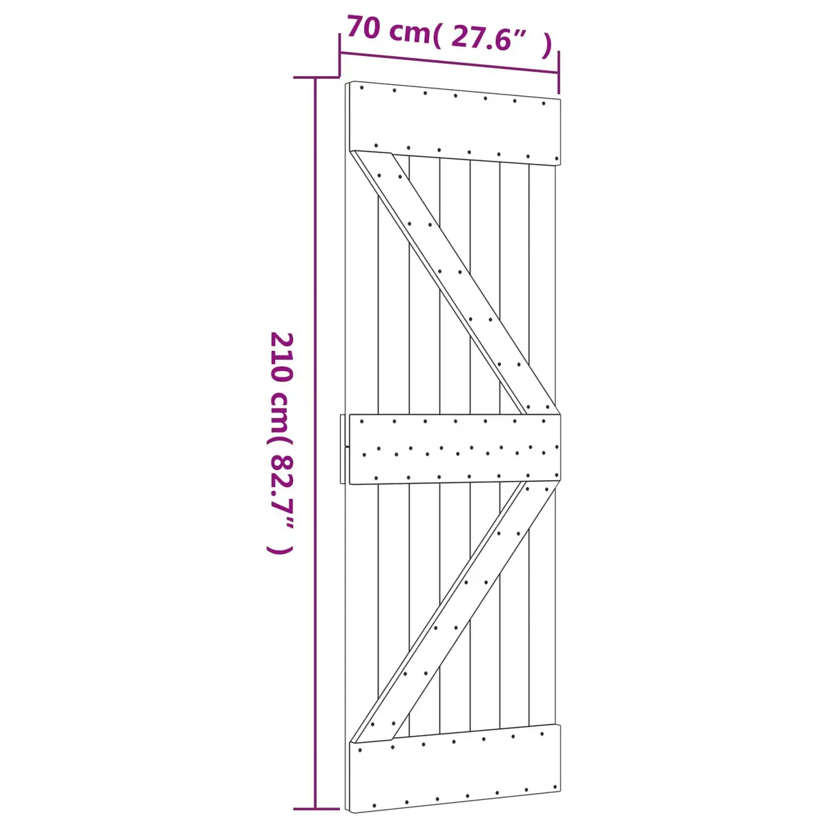 Sliding Door Solid Pine Wood Natural Space-Saving 70x210cm