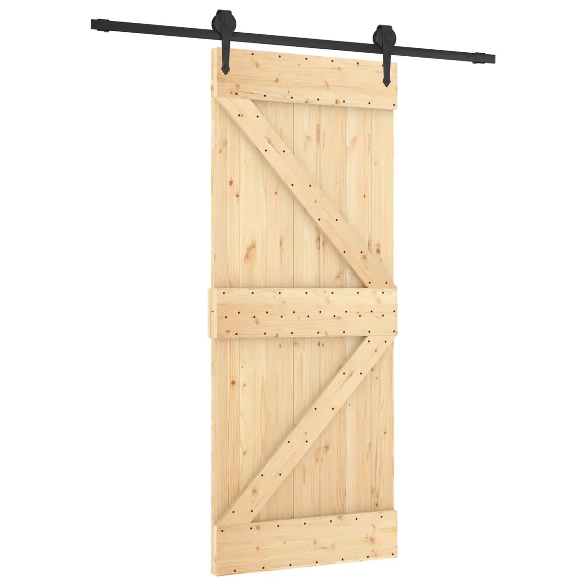 Sliding Door Solid Pine Wood Natural Modern Space-Saving 85x210cm