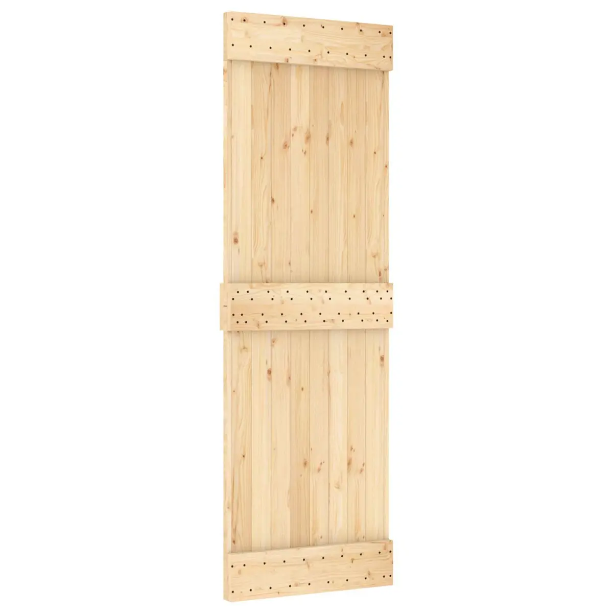 Sliding Door 70 x 210 cm Natural Brown Black Solid Pine Wood Interior Room