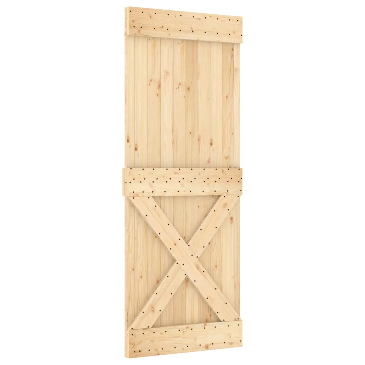 Solid Pine Wood Sliding Door Modern Room Divider Natural Black 80x210cm