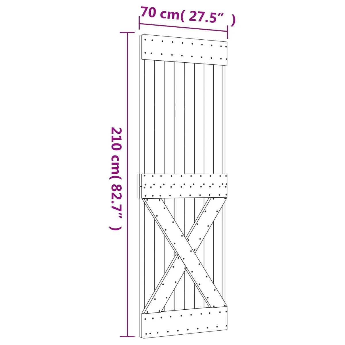 Solid Pine Wood Sliding Door 80 x 210 cm