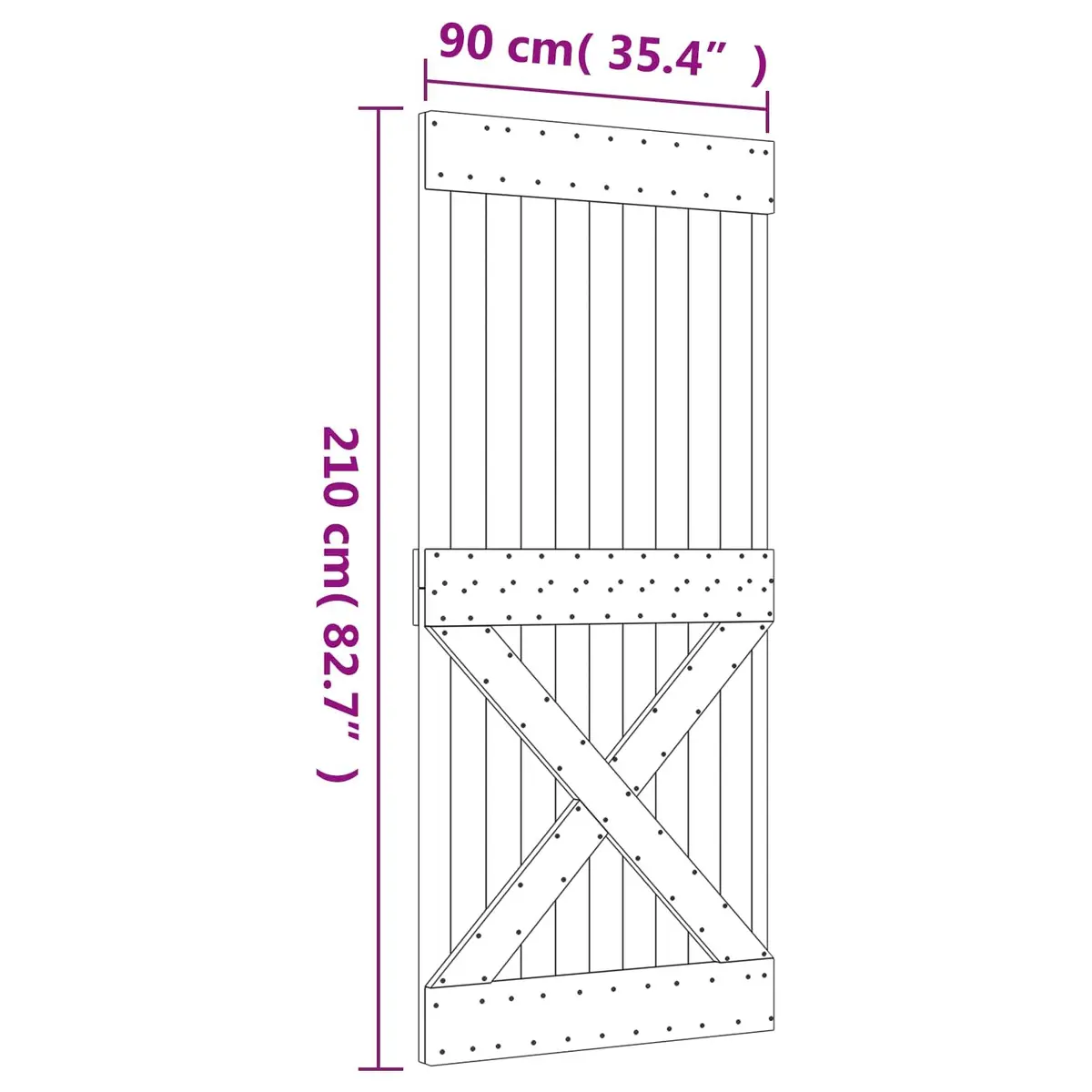 Sliding Door Solid Pine Wood Natural White 90 x 210 cm Space-Saving Room Divider