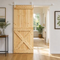 Sliding Door Natural White 100 x 210 cm Solid Pine Wood Modern Room Divider