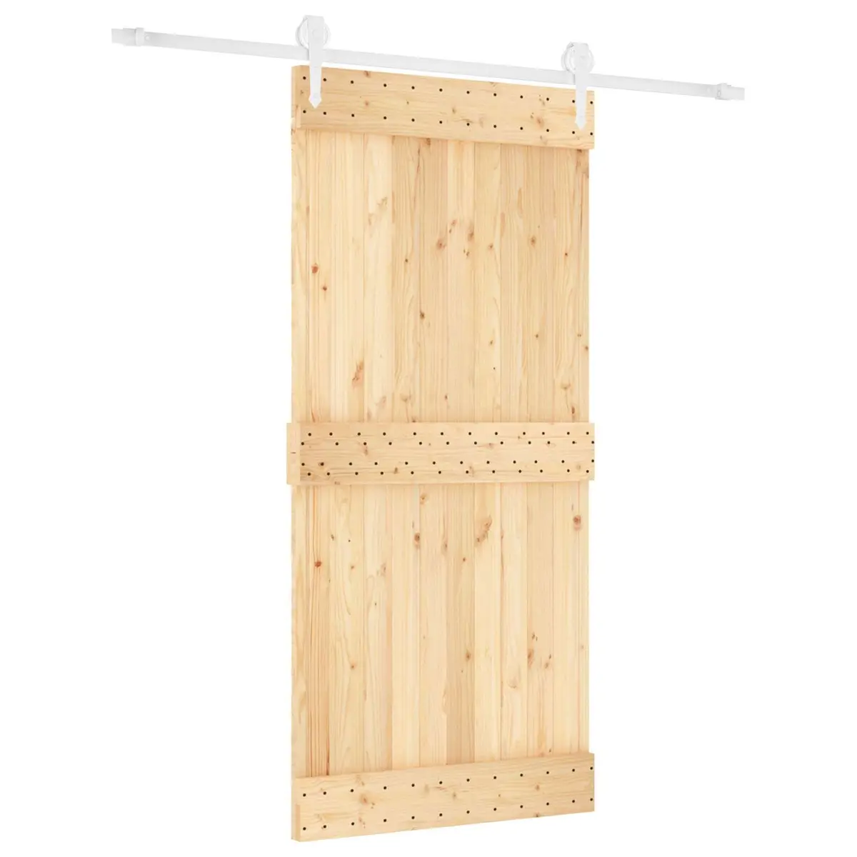 Room Divider Sliding Door Solid Pine Wood 95x210cm Brown White