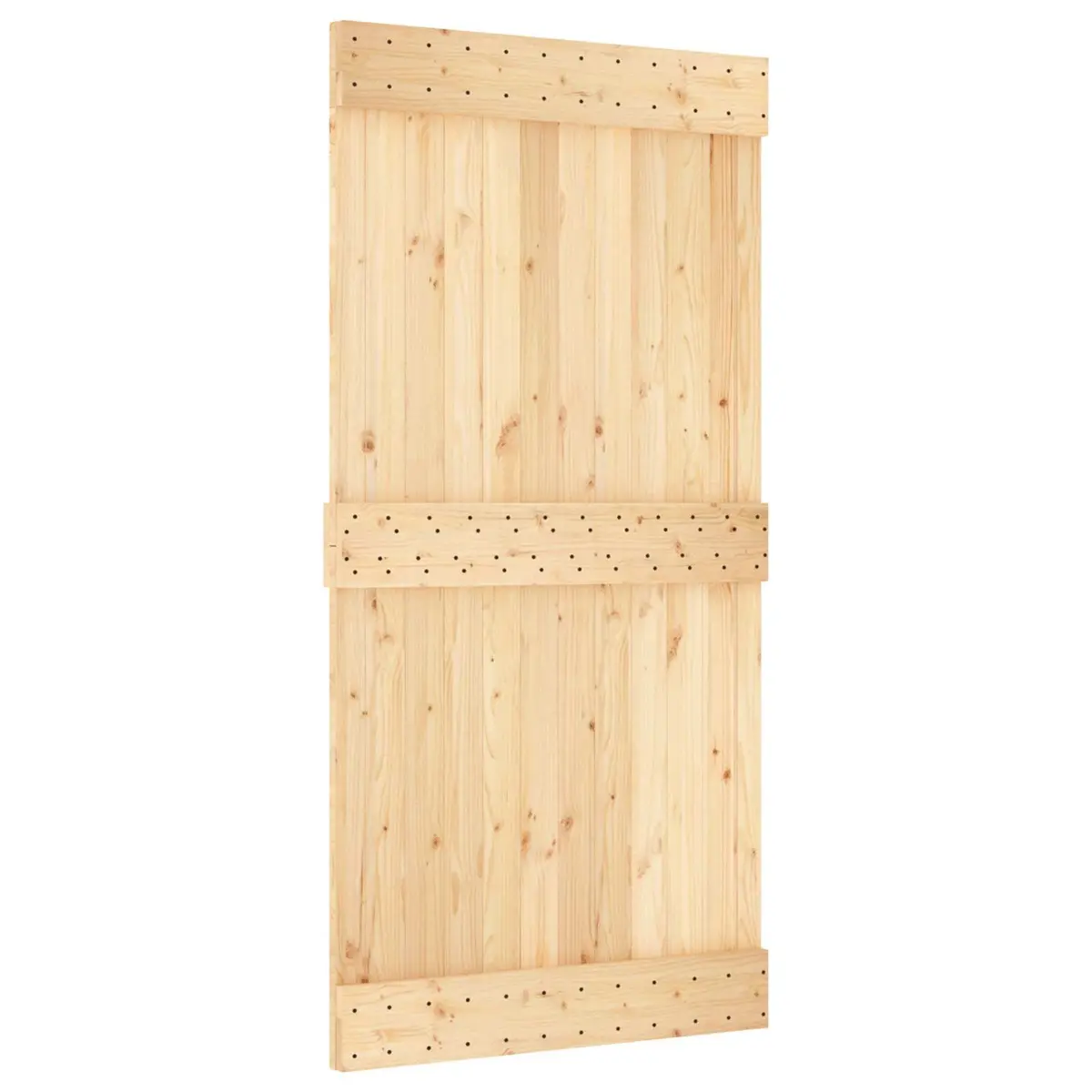 Sliding Door Solid Pine Wood Natural White 100 x 210 cm Modern Space-Saving
