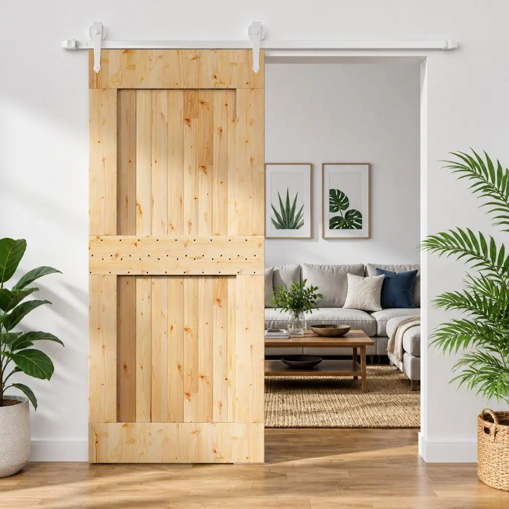 Sliding Door Modern Interior Room Divider 90x210cm Space-Saving Partition