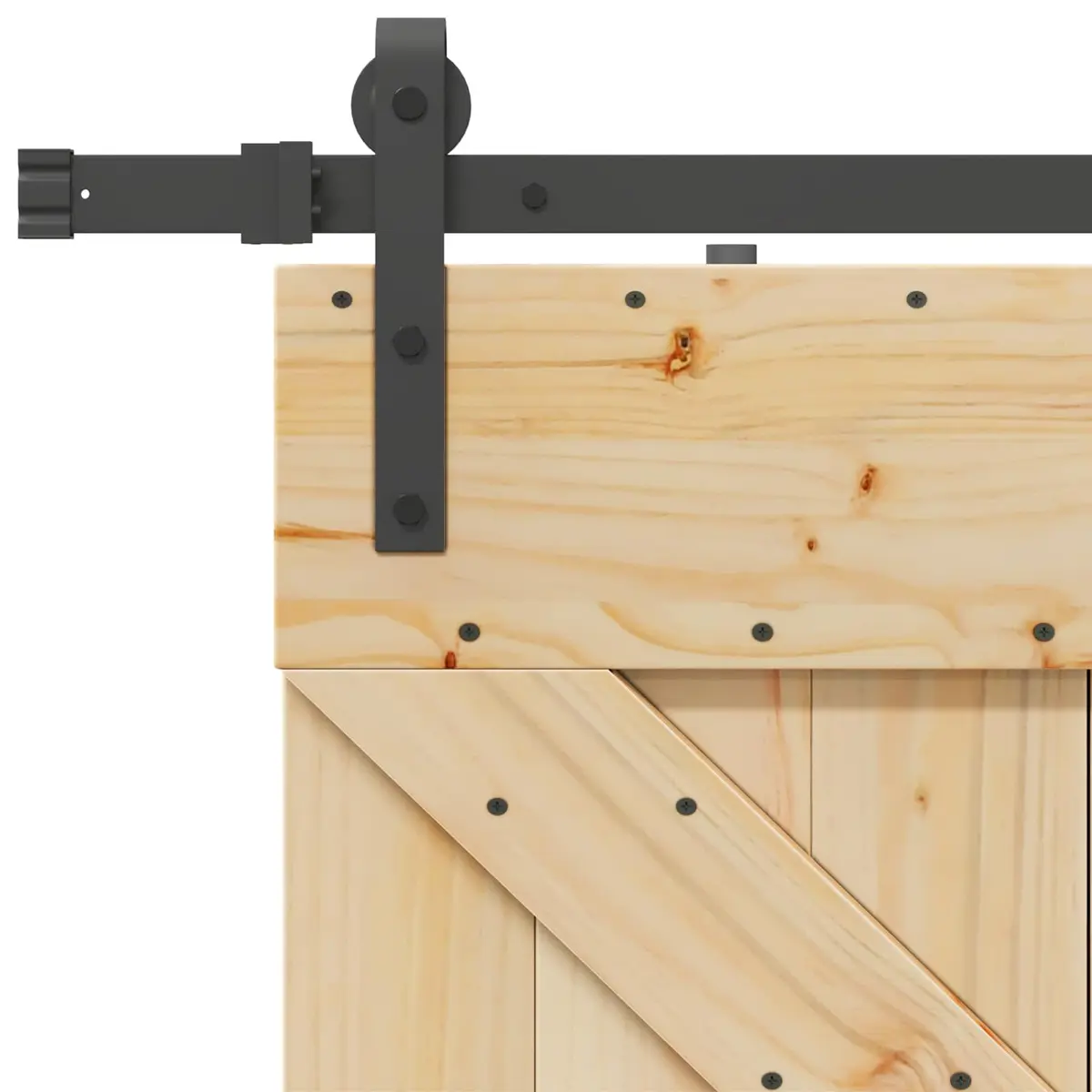 Sliding Door Modern Design Natural Wood Black Frame 100x210cm Space-Saving