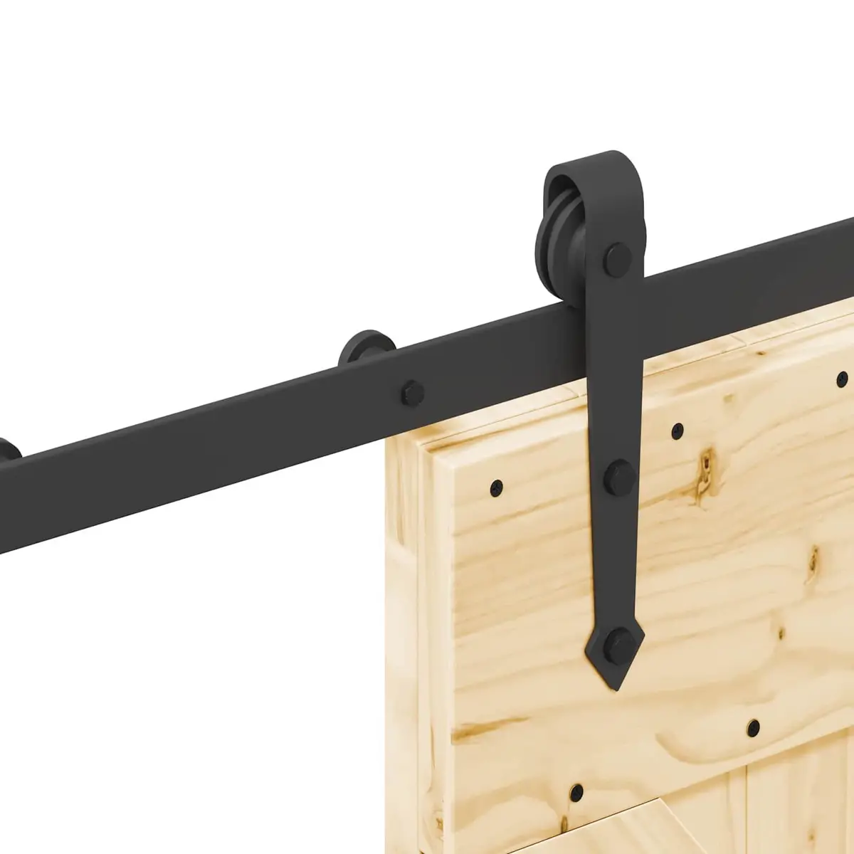 Room Divider Sliding Door Compact Natural Pine Wood with Black Track 70x210cm