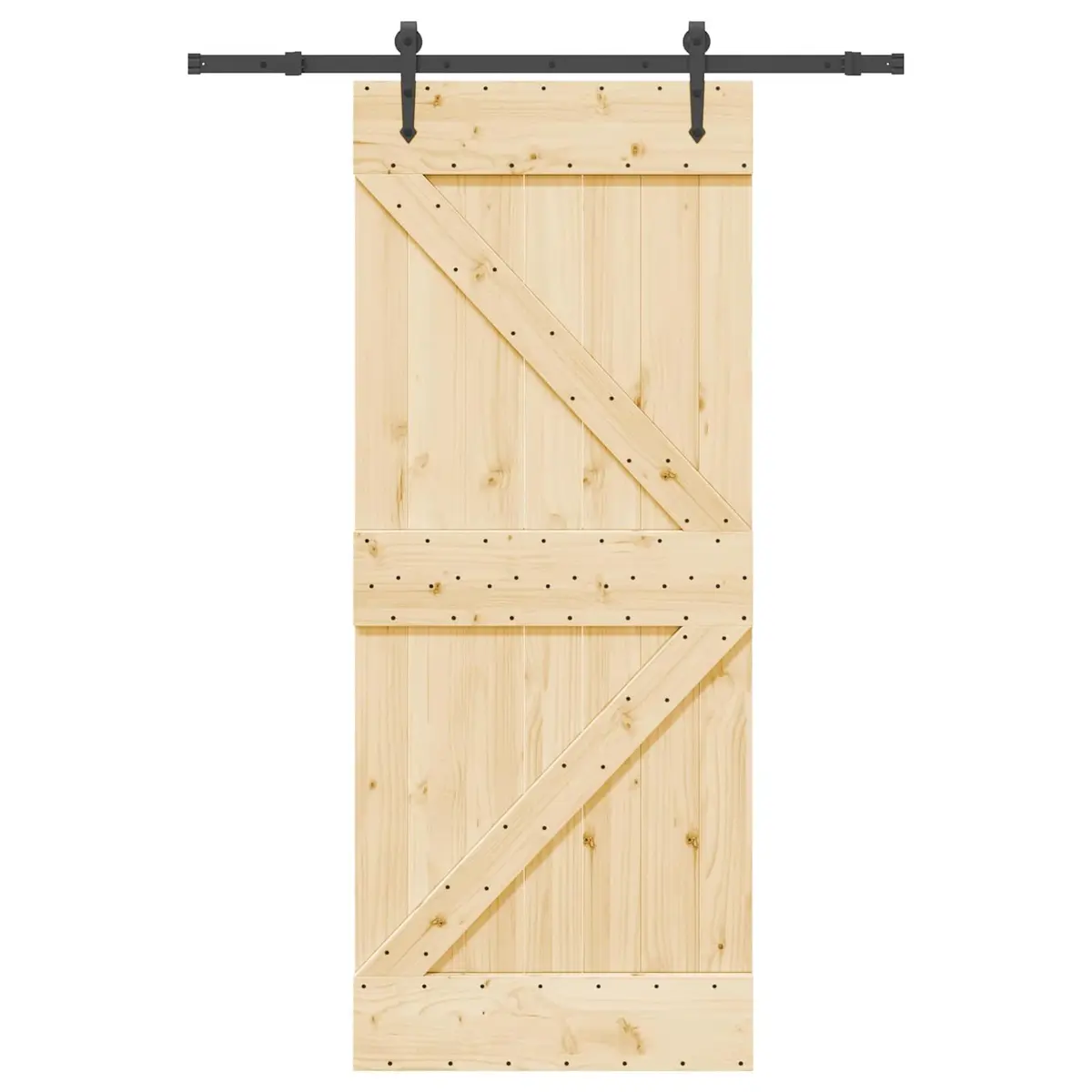 Sliding Door Modern Design Pine Wood Frame Steel Track Space-Saving 85x210cm