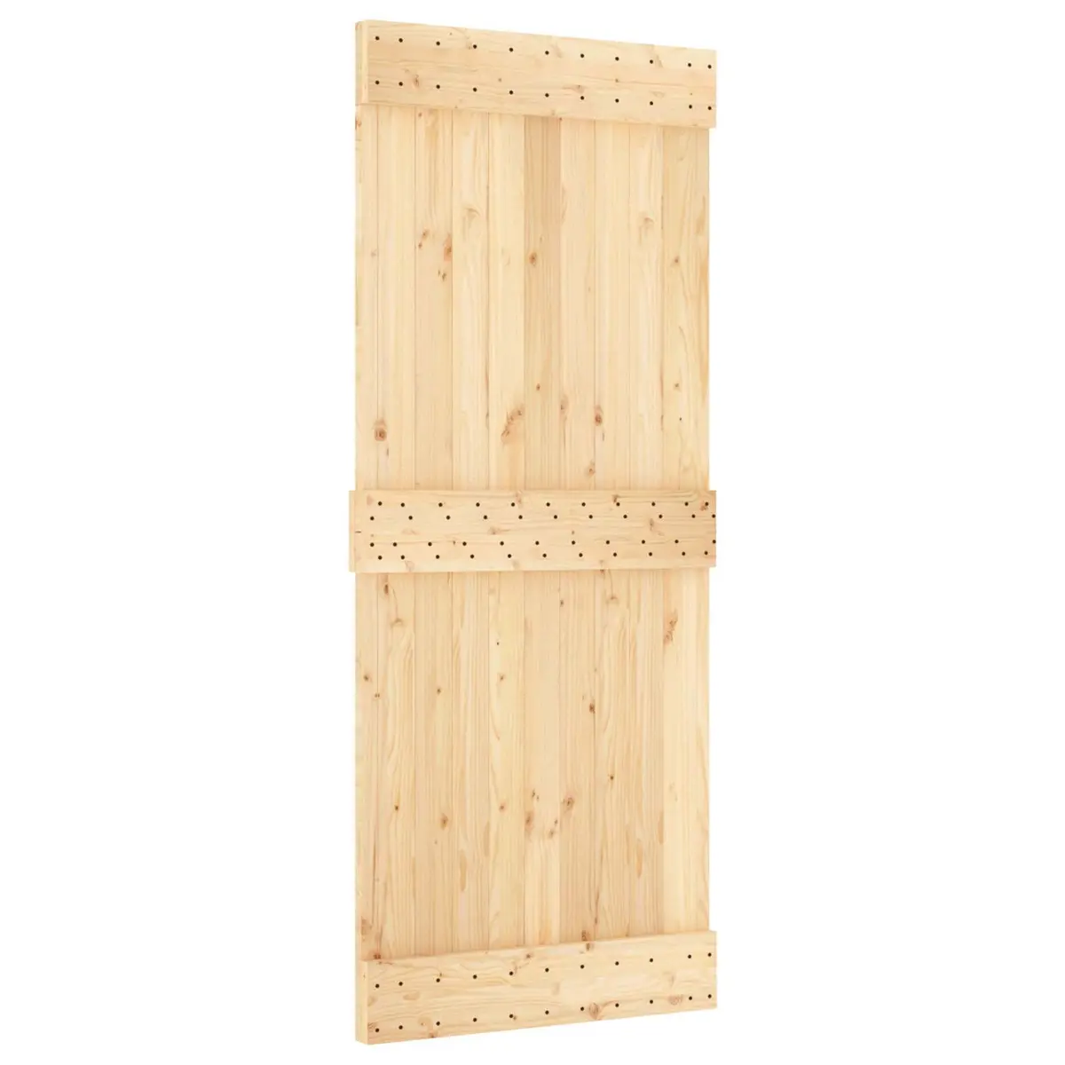 Sliding Door Natural Pine Wood Black Frame Modern Minimalist Space-Saving