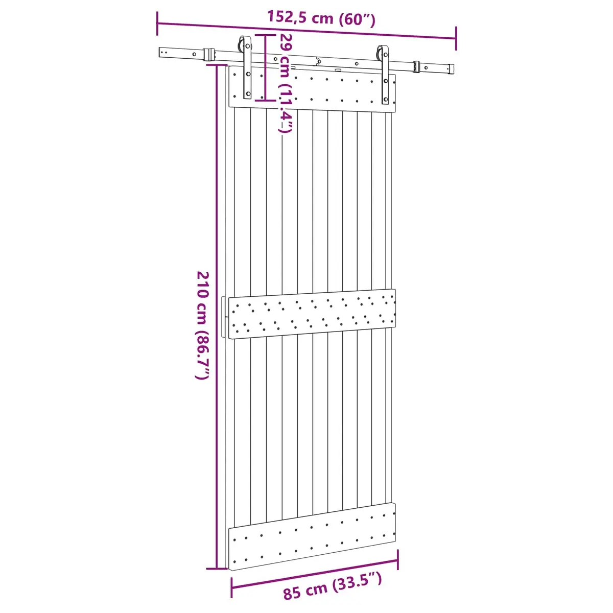 Sliding Door Natural Pine Wood Black Frame Modern Minimalist Space-Saving