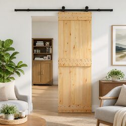 Your Perfect Pine Wood Sliding Door with Black Track