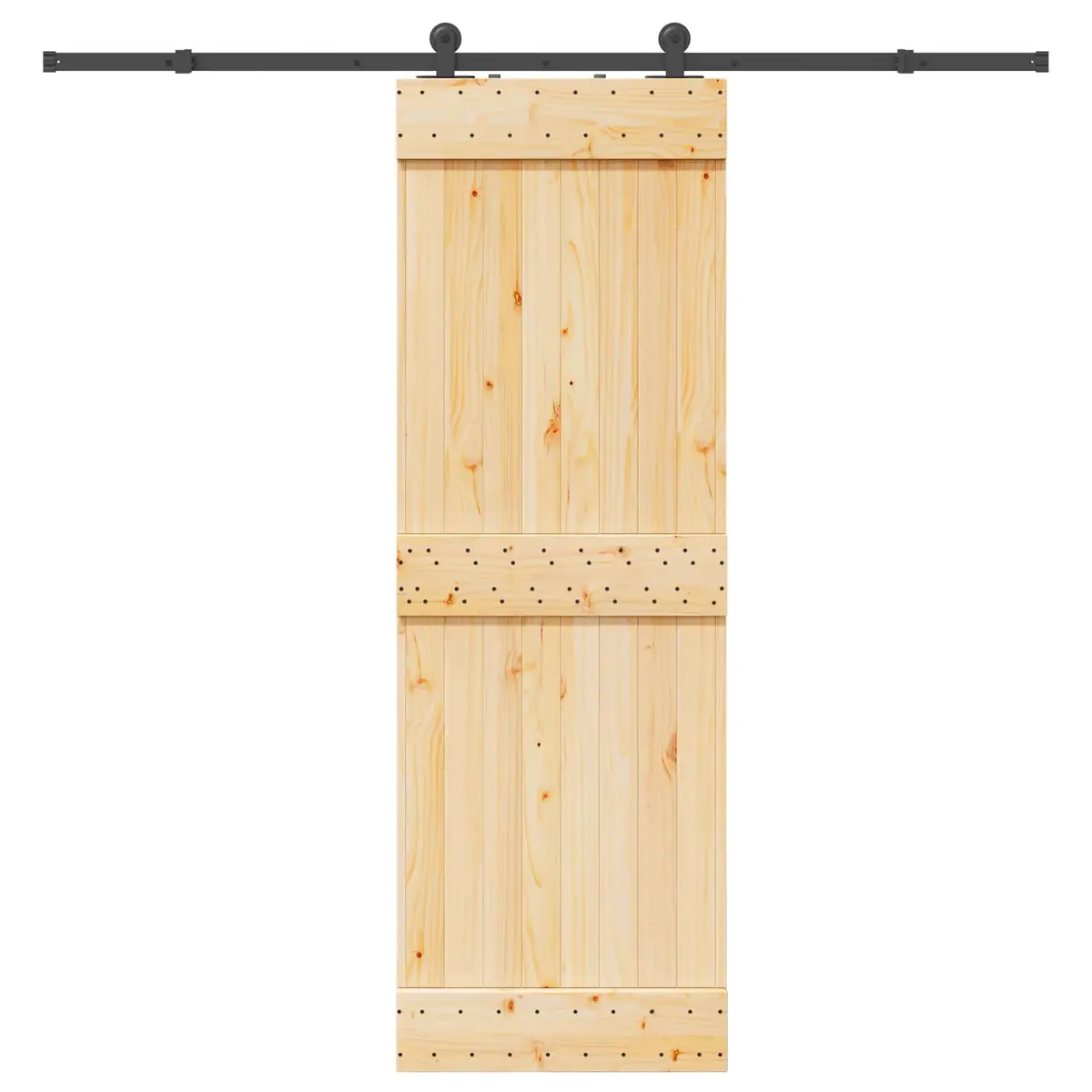 Pine Wood Sliding Door with Black Track