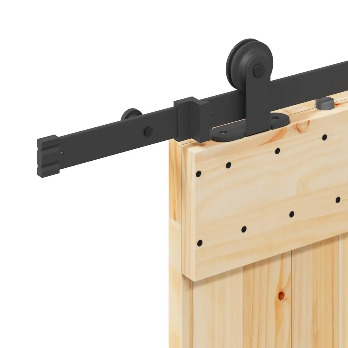 Pine Wood Sliding Door with Black Track