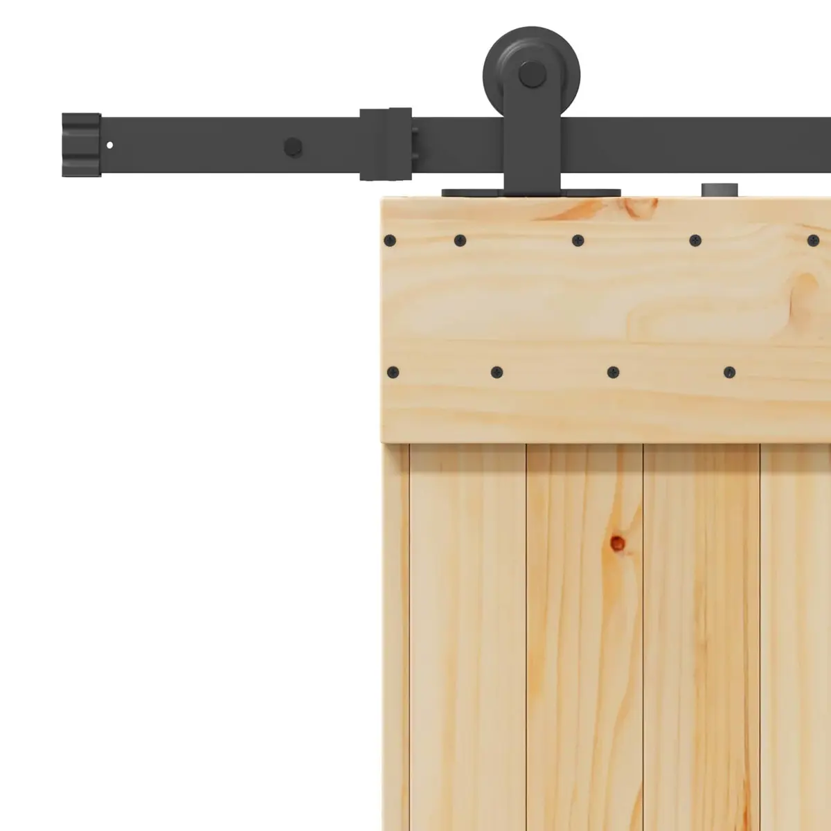Pine Wood Sliding Door with Black Track
