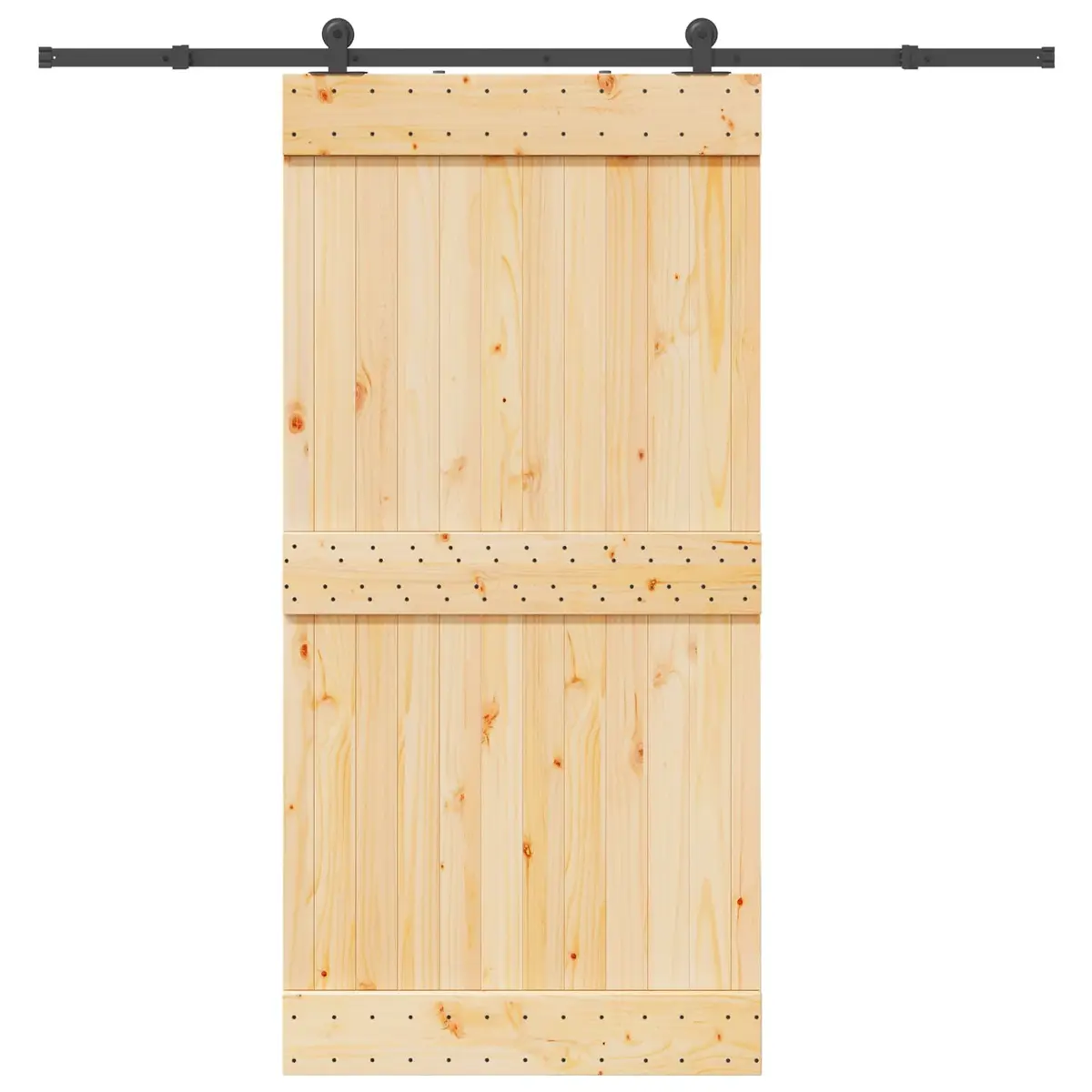Sliding Door Natural Brown Black Modern Space Saving 100 x 210 cm