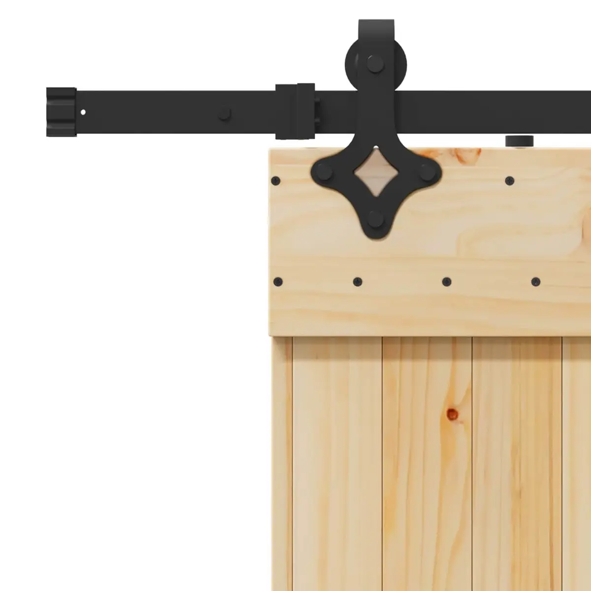 Sliding Door Modern Room Divider 70x210cm Natural Pine Wood Black Steel Track