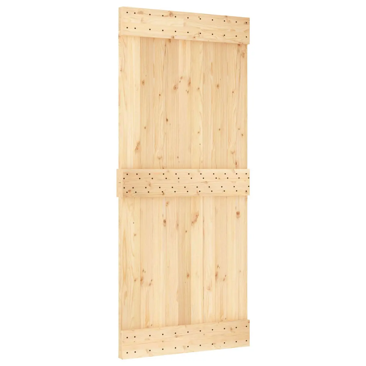 Sliding Door Modern Room Divider Natural Pine Wood Steel Track 90 x 210 cm