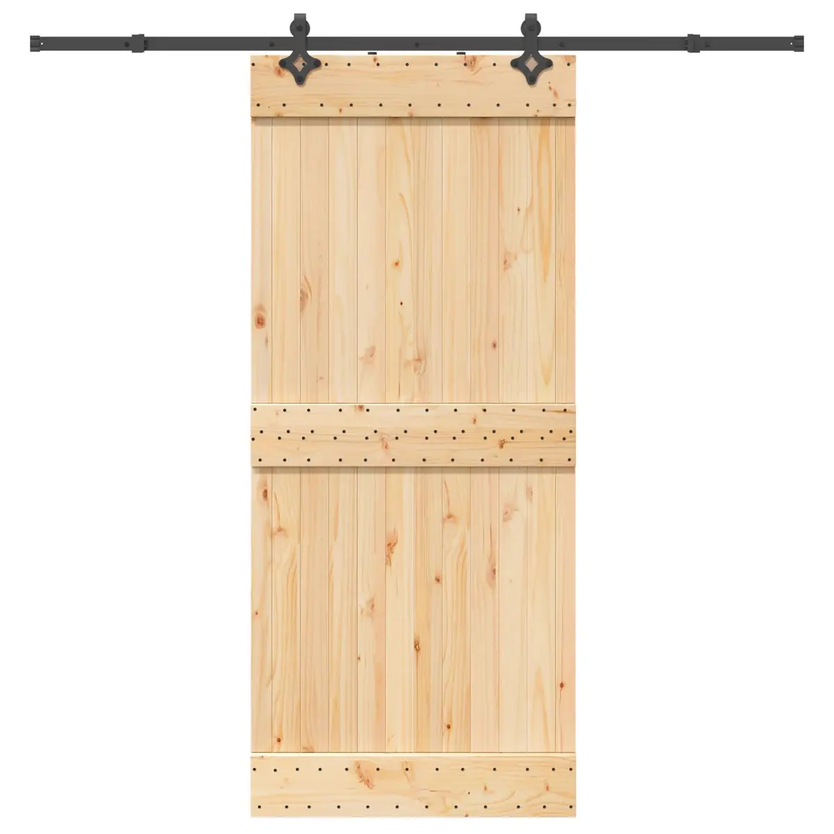 Sliding Door Modern Room Divider Natural Pine Wood Steel Track 90 x 210 cm