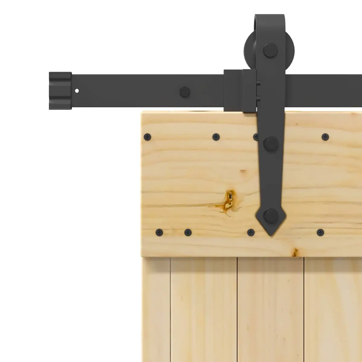 Sliding Door Modern Design Natural Pine Wood Black Steel Track 70 x 210cm
