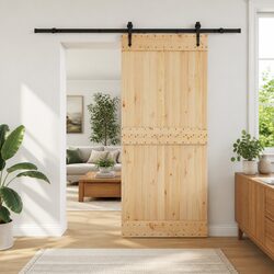 Sliding Door NARVIK Natural Brown Black Modern Space-Saving Room Divider