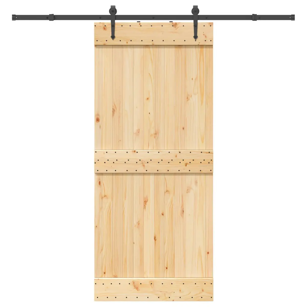 Sliding Door Natural Brown Black Modern Space-Saving 90 x 210 cm