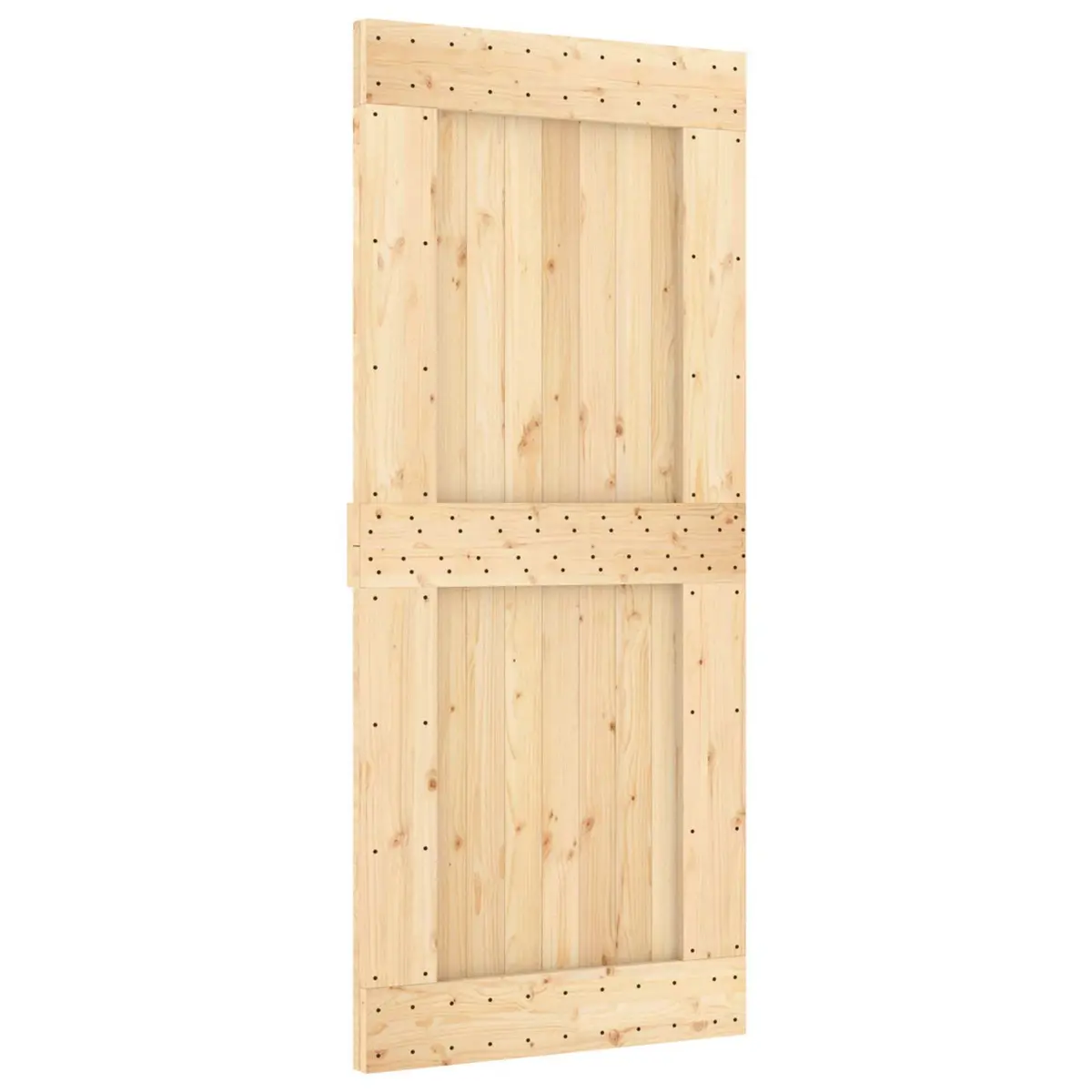 Sliding Door Natural Pine Wood Black Track 90 x 210 cm Modern Room Divider