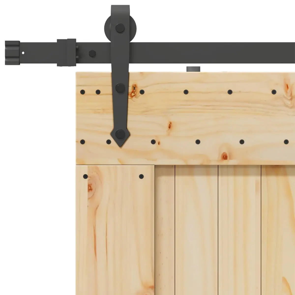 Sliding Door Modern Room Divider Pine Wood 90x210cm Black Track Space-Saving