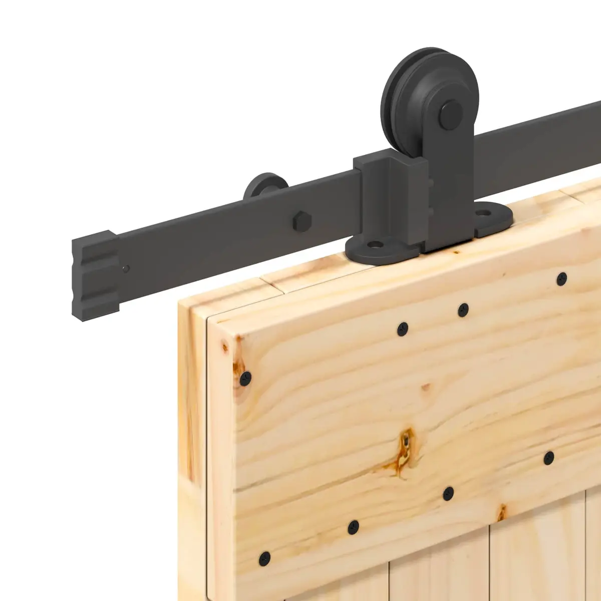 Sliding Door Natural Pine Wood Black Steel Frame 80 cm x 210 cm