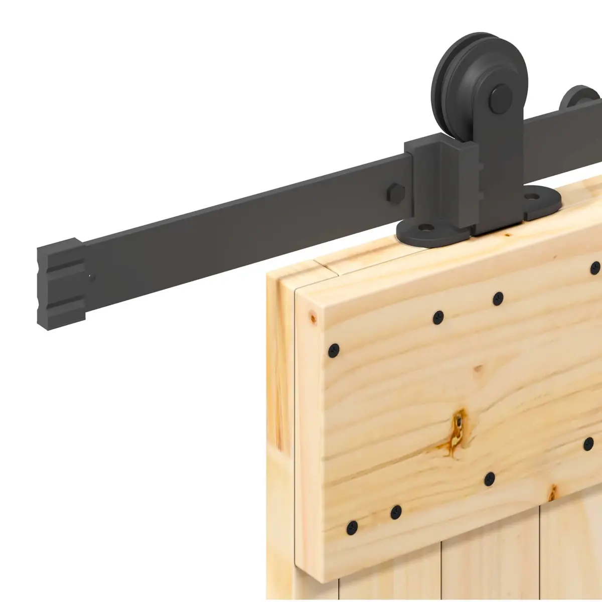 Sliding Door Natural Pine Wood Black Steel Track Space-Saving Modern 70cm x 210cm